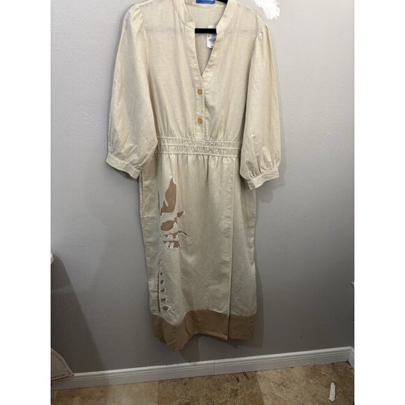 j mclaughlin Tan Beige Tropical Palermo Dress Midi Women XL - Picture 3 of 16